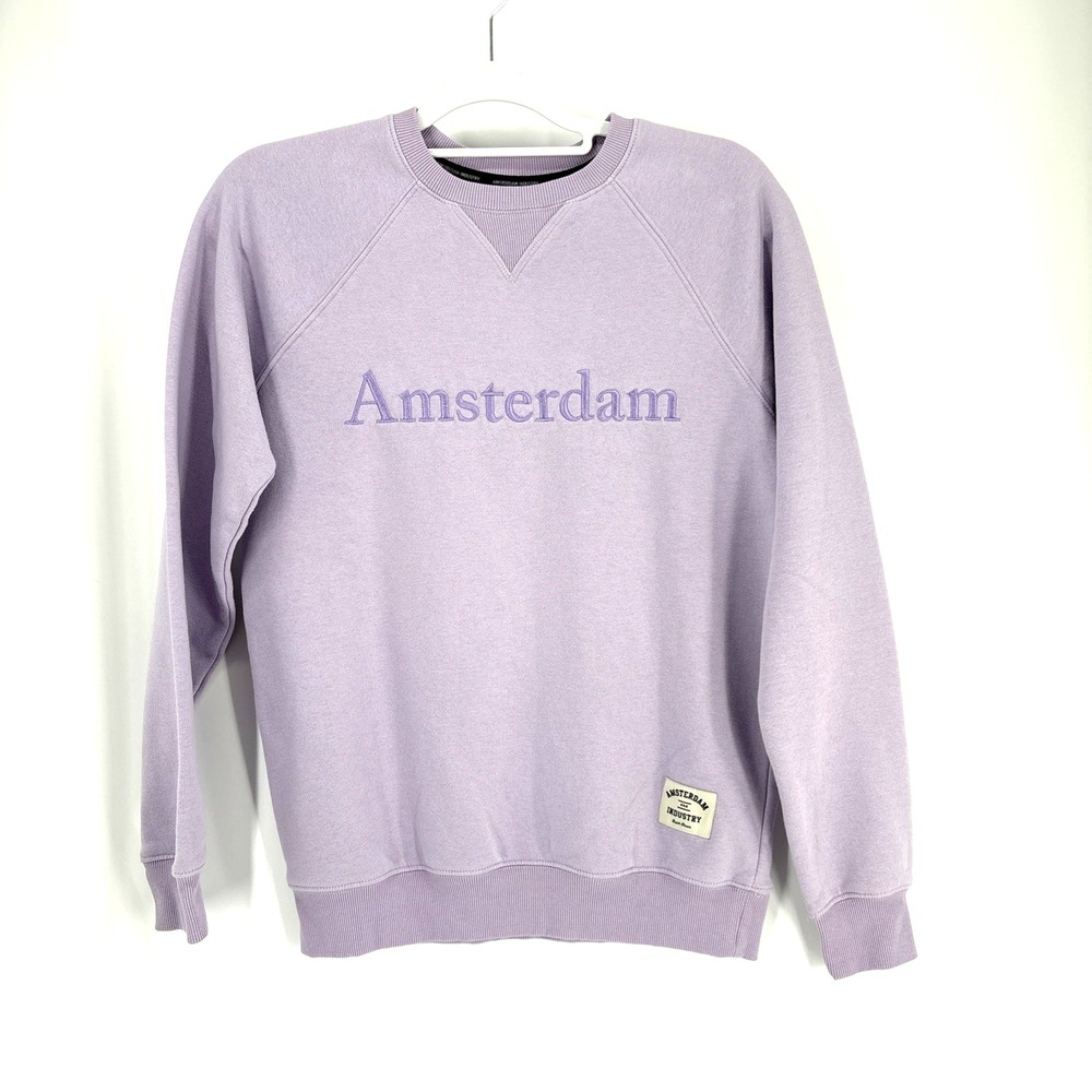 Amsterdam Industry Sweatshirt Small Lavender Fleece Pullover Graphic